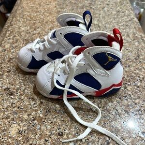 Kids White and Blue Sneakers